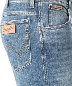 Wrangler Jeans Texas Stretch Worn Broke W12137X Slim Fit, Baumwoll-Stretch, Jeansblau -Biam Jeans Verkäufe 280227 norm3