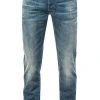 G-STAR Jeans 3 Slim 51001-9118/071 Jeans 3301, Slim Fit, Baumwoll-Stretch, Mittelblau, Blau