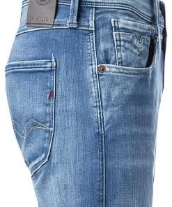 Replay Jeans Anbass M914Y.000.661350/010 Slim Fit, Baumwoll-Stretch 11,5oz, Mittelblau, Blau -Biam Jeans Verkäufe 313396 norm3