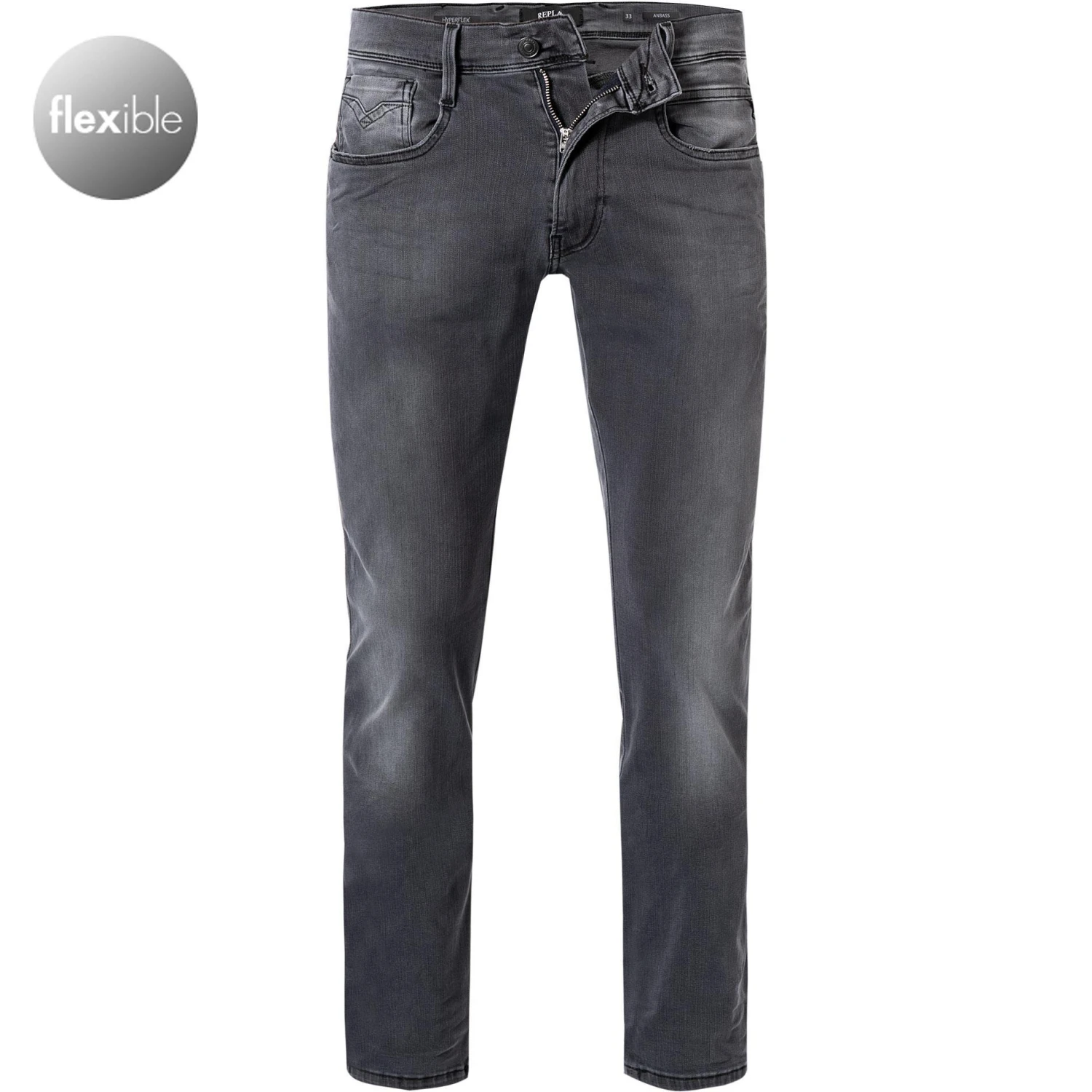 Replay Jeans Anbass M914Y .000.661 03G/010 Slim Fit, Baumwoll-Stretch, Dunkelgrau, Stahlgrau 1 Replay Jeans Anbass M914Y .000.661 03G/010 Slim Fit, Baumwoll-Stretch, Dunkelgrau, Stahlgrau