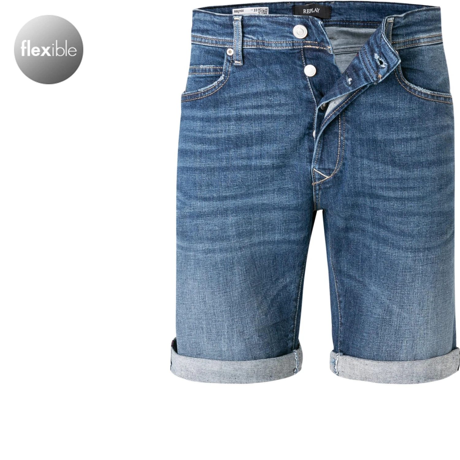 Replay Shorts RBJ MA981Y.000.573 810/009 Jeansshorts, Bio-Baumwoll-Stretch 10,5oz, Indigo 1 Replay Shorts RBJ MA981Y.000.573 810/009 Jeansshorts, Bio-Baumwoll-Stretch 10,5oz, Indigo