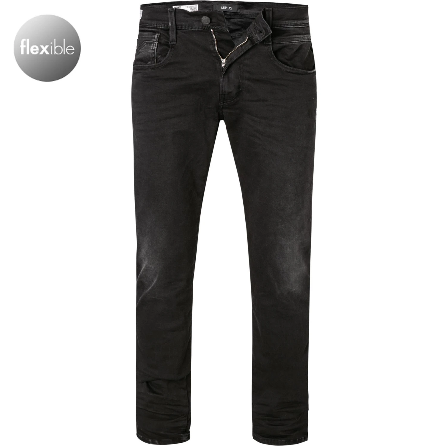 Replay Jeans Anbass M914Y.000.661XRB1/098 Slim Fit, Baumwoll-Stretch 10oz, Schwarz 1 Replay Jeans Anbass M914Y.000.661XRB1/098 Slim Fit, Baumwoll-Stretch 10oz, Schwarz