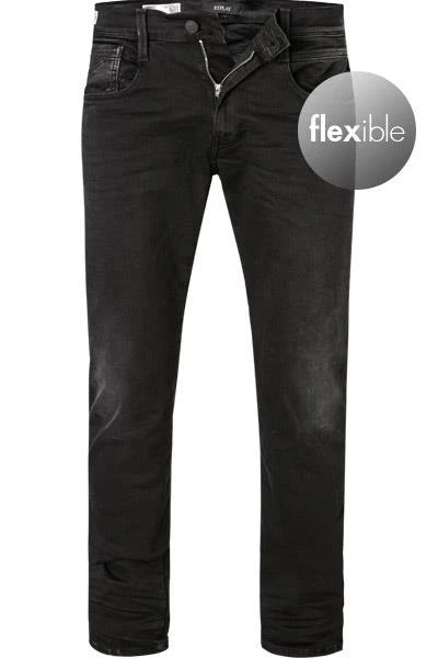 Replay Jeans Anbass M914Y.000.661XRB1/098 Slim Fit, Baumwoll-Stretch 10oz, Schwarz 2 Replay Jeans Anbass M914Y.000.661XRB1/098 Slim Fit, Baumwoll-Stretch 10oz, Schwarz – Bild 2