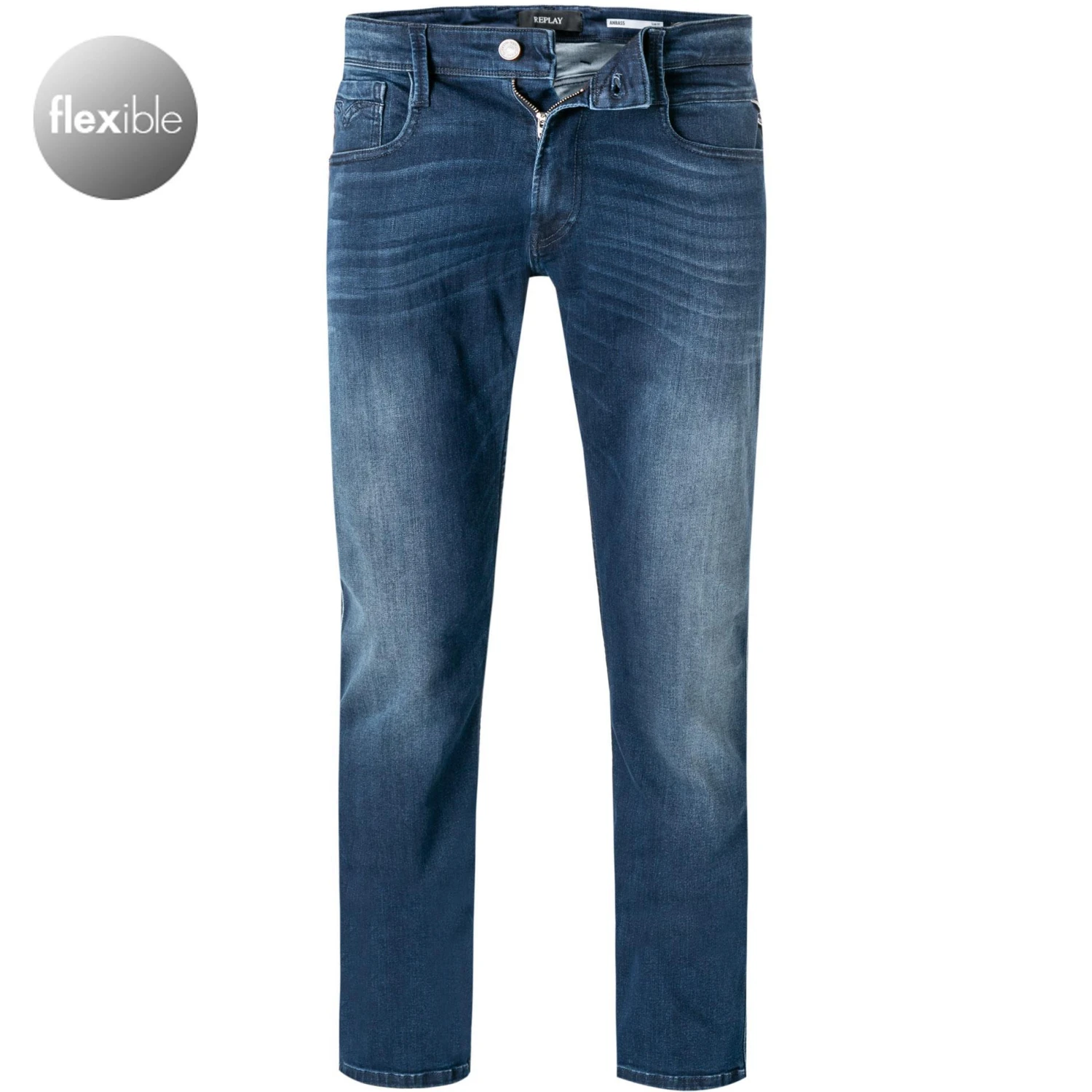 Replay Jeans Anbass M914Y.000.41A 90A/007 Slim Fit, Baumwoll-Stretch 10oz, Dunkelindigo 1 Replay Jeans Anbass M914Y.000.41A 90A/007 Slim Fit, Baumwoll-Stretch 10oz, Dunkelindigo