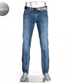 Alberto Regular Fit Pipe-DS Refibra 36271479/845 Jeans Pipe, Baumwolle T400® 11oz, Blau