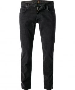 Lee Luke worn dry lake L719HFLN Jeans, Slim Tapered, Baumwoll-Stretch, Schwarz